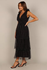 Asteria Tulle Tiered Maxi Dress - Black Sparkle