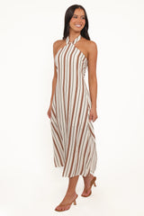 Katherine Midi Dress - Brown Stripe