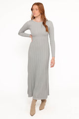 Alison Long Sleeve Maxi Dress - Grey