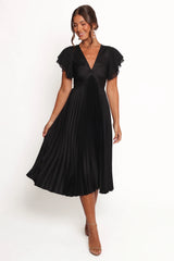 Nova Flutter Sleeve Dress - Black