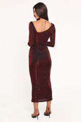 Charles Midi Dress - Burgundy