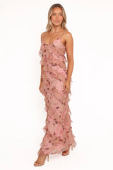 Ciao Ruffles Maxi Dress - Pale Pink Floral