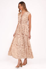 Safira Midi Dress - Brown Paisley