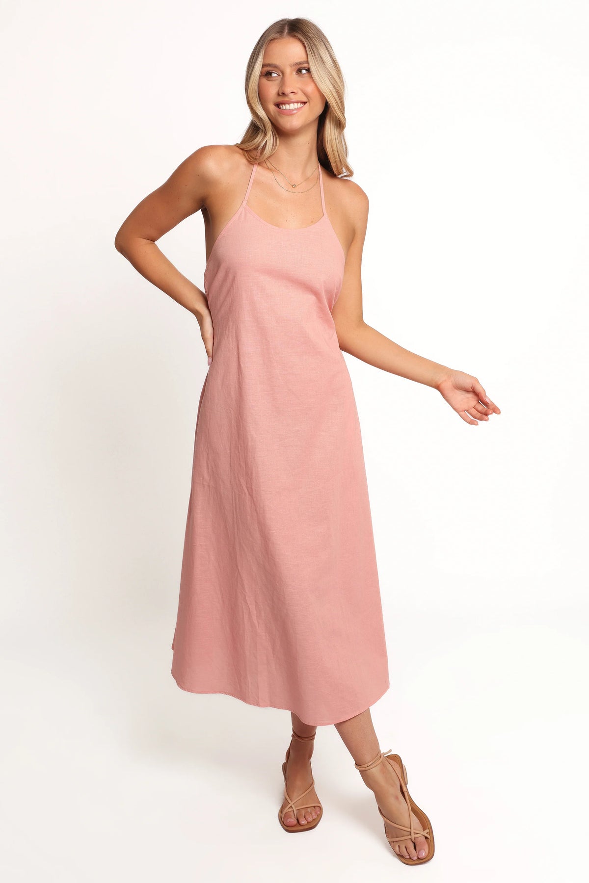 Nadine Halterneck Midi Dress - Pink