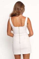 Isley Mini Dress - White Denim
