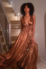 Shania Pleated Maxi Dress - Bronze