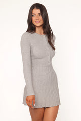Darlina Long Sleeve Mini Dress - Heather Grey