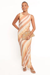 Flavia Maxi Dress - Brown Stripe