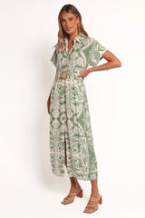 Preston Midi Dress - Green Floral
