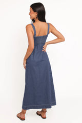 Bettie Midi Dress - Mid Blue Denim