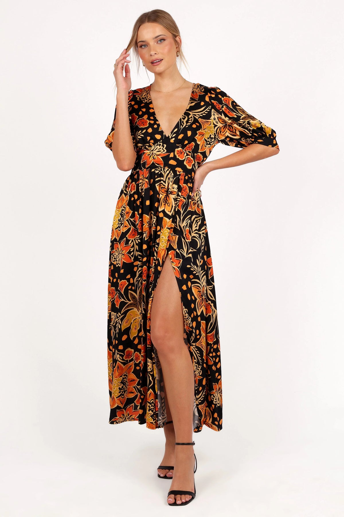 Nadalyn Midi Dress - Black/Multi