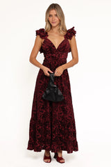 Harmony Maxi Dress - Burgundy Metallic Floral