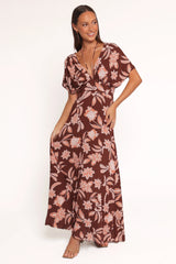 Yolande Midi Dress - Orange Floral