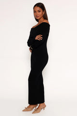 Archie Off the Shoulder Midi Dress - Black