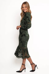 Pierre Long Sleeve Maxi Dress - Deep Velvet Green