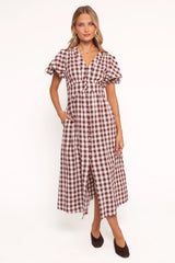 Robinson Maxi Dress - Brown Gingham