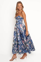 Darina Strapless Midi Dress - Midnight Floral