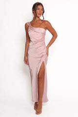 Lolana Draped One Shoulder Dress - Pale Pink