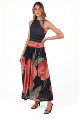 Carlin Midi Dress - Black Floral