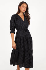 Moscow Midi Dress - Black Polka Dot