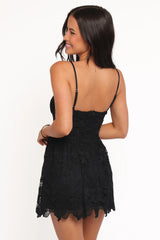 Roselle Lace Mini Dress - Black