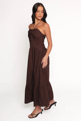 Soleila Halter Maxi Dress - Chocolate