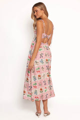 Simona Maxi Dress - Pink Floral Tile