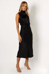 Anabelle Halter Neck Midi Dress - Black
