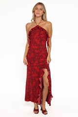 Patricia Maxi Dress - Burgundy/Red Floral