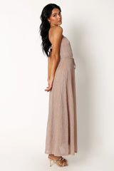 Farley Strapless Maxi Dress - Rose Gold Stripe