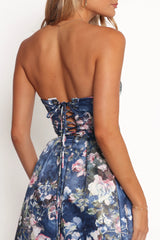 Darina Strapless Midi Dress - Midnight Floral