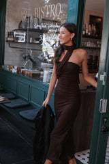 Charly One Shoulder Maxi Dress - Brown