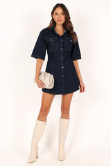 Hailey Denim Mini Dress - Dark Denim