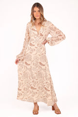 Riba Midi Dress - Brown Paisley