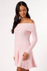 Francisco Long Sleeve Mini Dress - Pink
