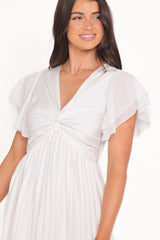 Nova Flutter Sleeve Dress - White