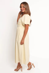 Clo Puff Sleeve Midi Dress - Yellow