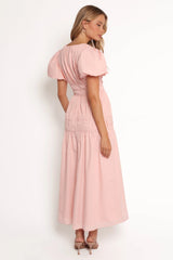 Joedy Puff Sleeve Midi Dress - Pale Pink
