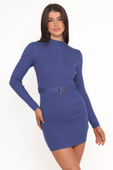 Wilda Long Sleeve Mini Dress - Navy