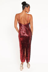 Karley Sequin Maxi Dress - Burgundy
