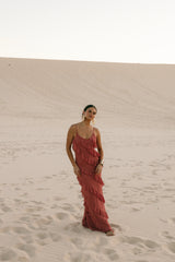 Ciao Ruffles Maxi Dress - Rosewood