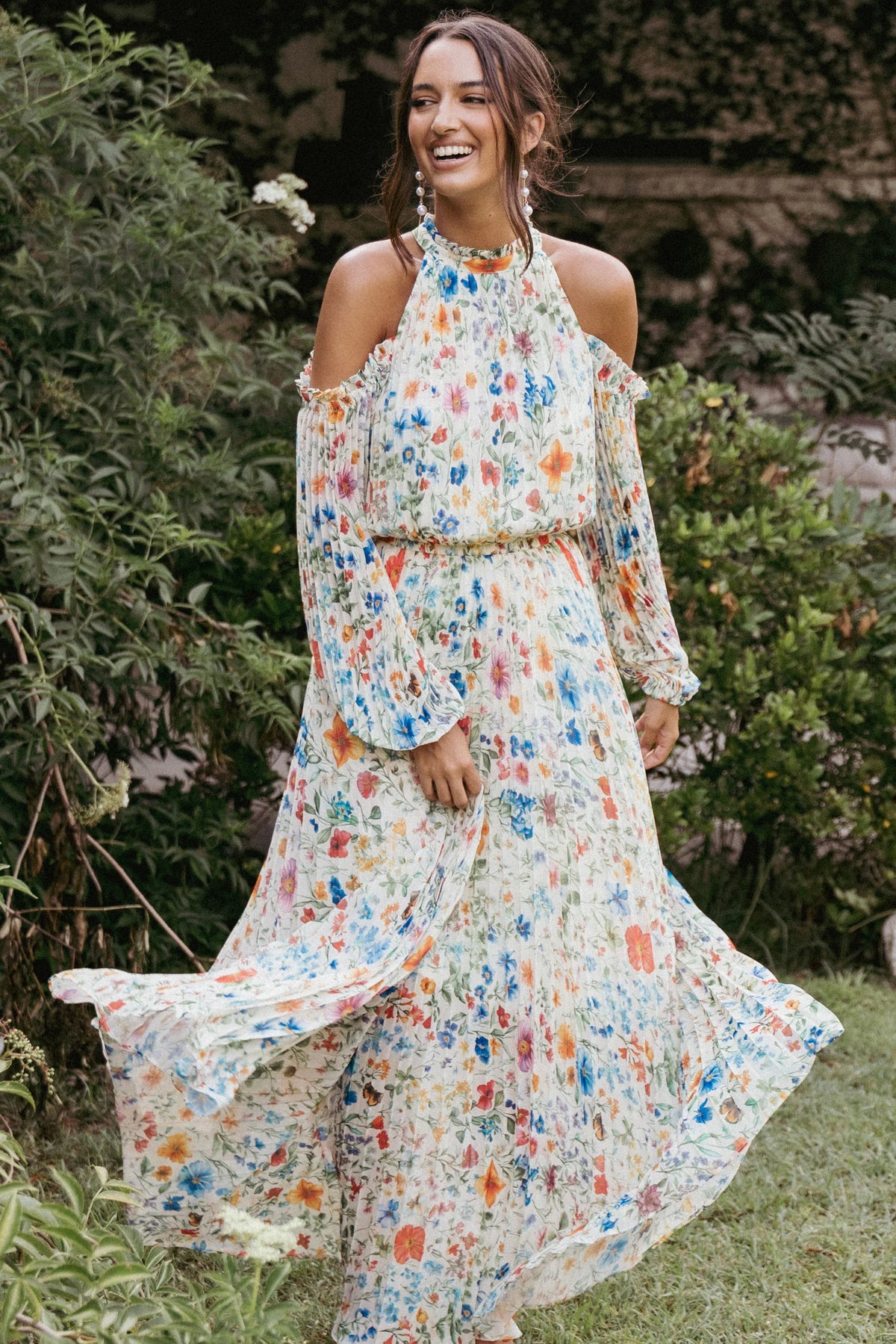 Hilary Pleated Maxi Dress - Garden Floral