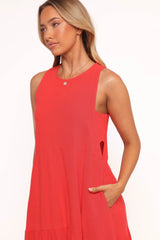 Almudena Midi Dress - Red