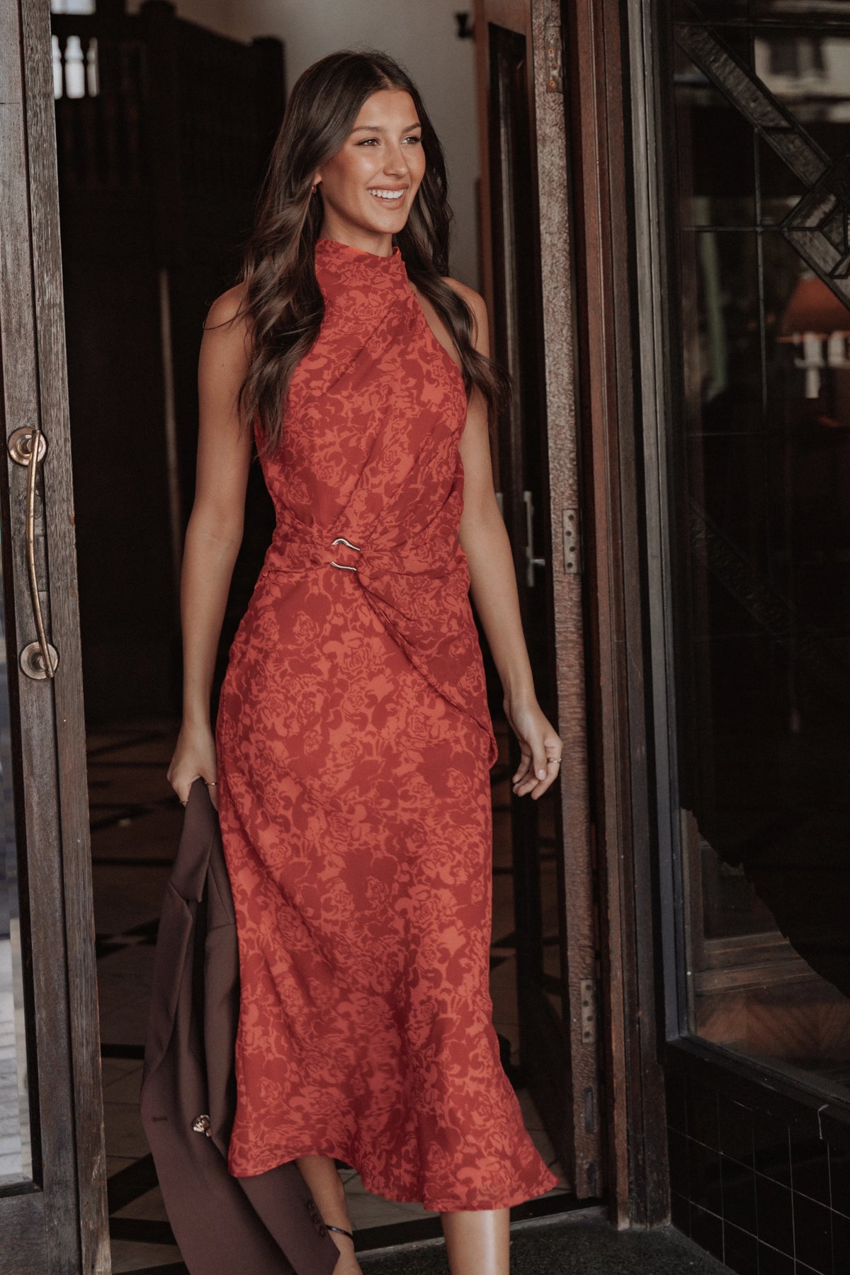 Isabeau Midi Dress - Red Roses