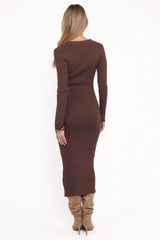 Collins Long Sleeve Midi Dress - Chocolate