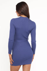Wilda Long Sleeve Mini Dress - Navy