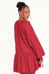 Hart Long Sleeve Mini Dress - Wine