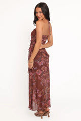 Sorbet Midi Dress - Brown Floral