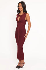 Josiah Midi Dress - Burgundy
