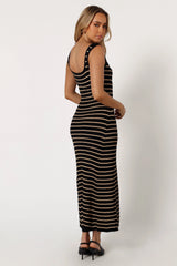 Henry Striped Midi Dress - Black Beige